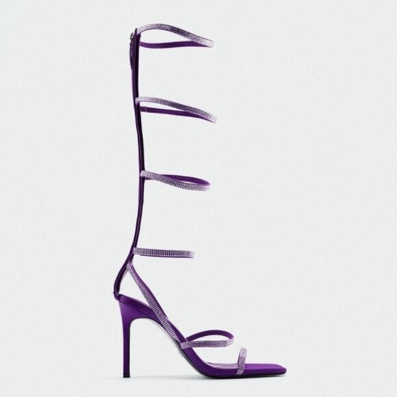 Zara Rhinestone Strap High Heel Gladiator Sandal - Picture 5 of 5